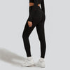 Women Cross Over High Waist Tummy Control Workout Leggings-black
