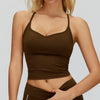 Women's Adjustable Cross Back Fitness Tank Top for Workout  in brown