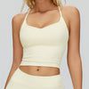 Women's Adjustable Cross Back Fitness Tank Top for Workout  in light yellow