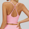 Women's Adjustable Cross Back Fitness Tank Top for Workout  in pink back