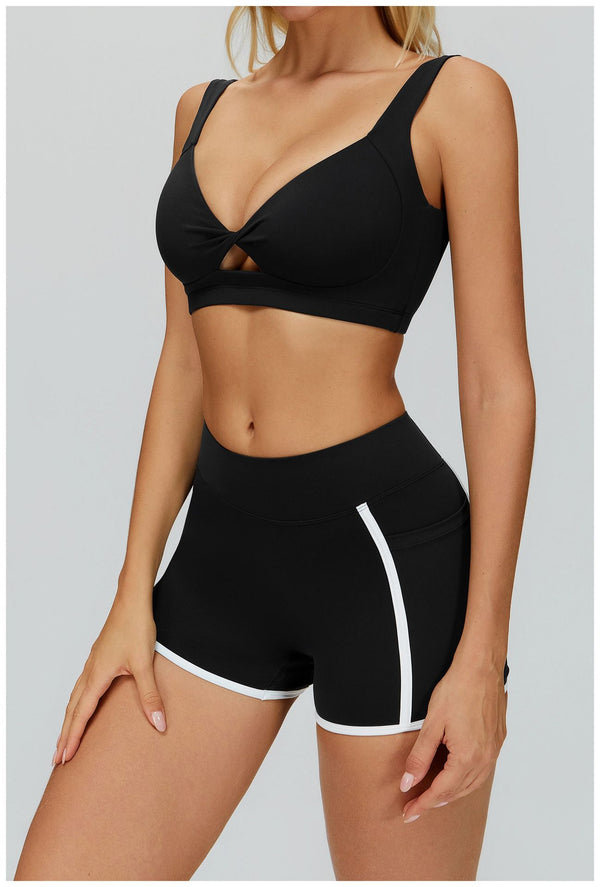 Women_s_Twist_Hollow_Open_Back_Yoga_Fitness_Bra_in black a set 