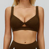 Women's Twist Hollow Open Back Yoga Fitness Bra in brown