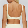 Women's Twist Hollow Open Back Yoga Fitness Bra in light yellow back