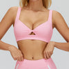 Women's Twist Hollow Open Back Yoga Fitness Bra in pink