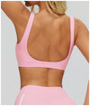 Women's Twist Hollow Open Back Yoga Fitness Bra in pink back