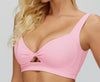Women's Twist Hollow Open Back Yoga Fitness Bra in pink side