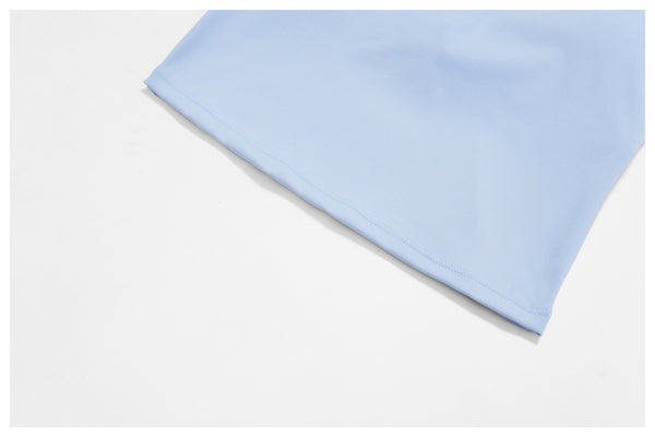 Women's V Neck Halter Tank Top in blue detial-2