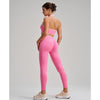 Women wearing Yoga Leggings and Sports Bra Set. in pink