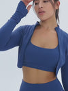 SPARK Women's Fitness Short Jacket Outerwear in blue a set &leggings &bra