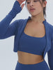 SPARK Women's Fitness Short Jacket Outerwear in blue a set &leggings &bra