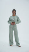 SPARK Women's Waffle Solid Color Wide Leg Pants YEL52569