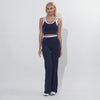 Contrast Color Fake Two-Piece Flared Yoga Pants for Women in navy set video